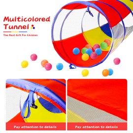 PigPigPen Kids Tunnel for Toddlers,Pop Up Play Tunnel Tent for Babies or Dogs, Indoor & Outdoor Toys for Kids Backyard Playset. (Red,Yellow,Blue Play Tent with mesh)