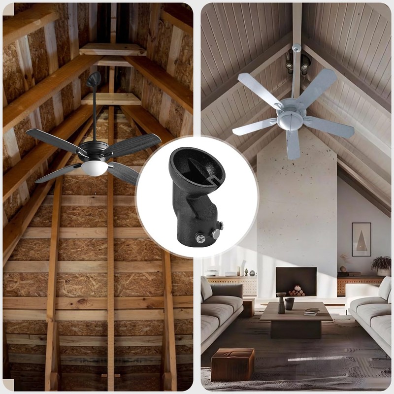 FEHEED Black Sloped Ceiling Fan Adapter Vaulted Ceiling Mount Up