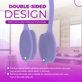 Avilana Exfoliating Silicone Body Scrubber Easy to Clean, Lathers Well, Long Lasting, and More Hygienic Than Traditional Loofah (Long Handle, Dark Gray)