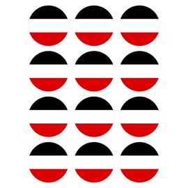 Generisch Pack of 12 Stickers German Empire Flag Round 4 cm | Germany Flag | Weatherproof & UV Protection | Set