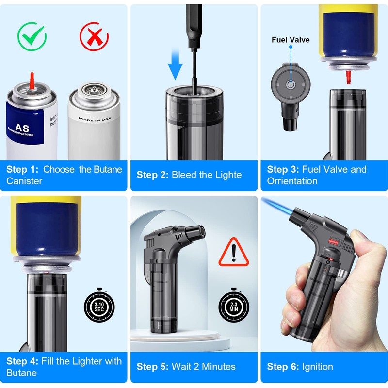 Torch Lighters, 4 Pack, Butane Refillable Jet Flame Torch Lighter,
