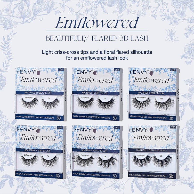 iEnvy Emflowered Natural Blooming Effect Fake Eyelashes Flared 3D False