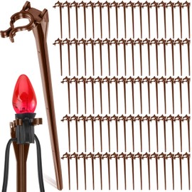 Jetec 200 Pieces Christmas Light Stakes Universal Yard Lawn Holiday 7.5 inches Light Ground Stakes for C7 C9 String Lights Christmas Outdoor Lights Holders on Yards, Driveways (Brown)