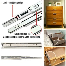 True Face Drawer Runners Cabinet Drawer | Heavy Duty Drawer Runners Pair of Double Full Extension Ball Bearing Drawer Slide Runner 12" Heavy Duty with 35 kg Loading Capacity Silver 12 inches 300mm