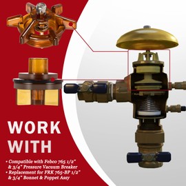 𝑵𝒆𝒘 #905-211 1/2" - 3/4" Bonnet & Poppet Assembly Replacement Repair Kit, Fits for febco PVB Model 765CBV & 765DBV -1/2"-3/4"