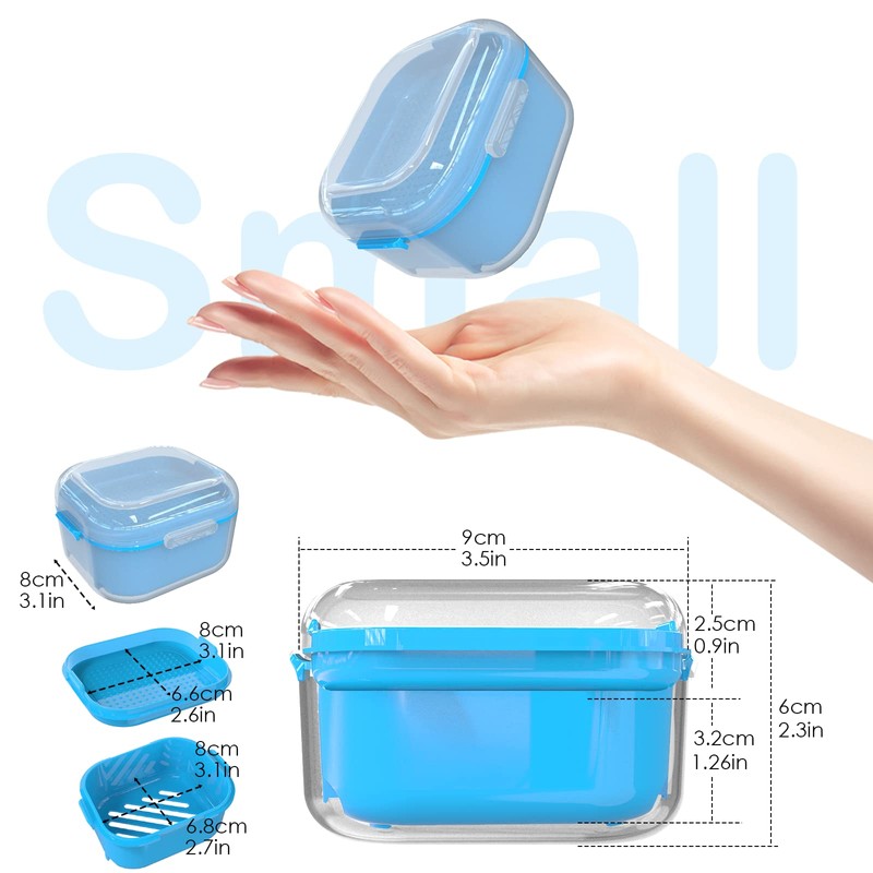 ARGOMAX Denture Case, Denture Cup for Soaking Dentures, Thorough Cleaning