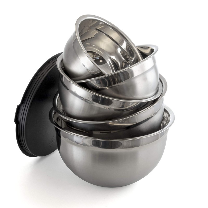 Megachef Stackable Mixing Bowl Set with Lids, 5 Piece Assorted