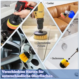 RETSAMV Elektrische Reinigungsbürste Set 25-TLG. – Bürstenaufsatz für Bohrmaschine – Drill Brush für Bad Küche Auto Felgen Fugen – Toilettenbürste Enthalten