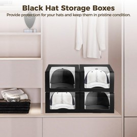 12 Pcs Cap Box with Window Display, Hat Storage Boxes, Sturdy Paper Hat Boxes, Display Boxes for Baseball Caps, Fold Packing Boxes for Home Storage, 7.9×7.9×4.7"