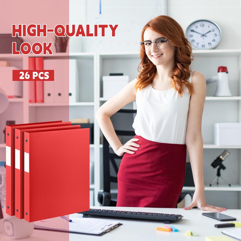 Henoyso 26 Pack 0.5 Inch Plastic 3 Ring Binder Round