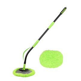 Curved Car Wash Brush Mop 47" with Long Handle Sturdy Metal Pole 3 Grip Points Washing Wand Auto Cleaning Tool Kit Scratch-Free Chenille Microfiber Soft Duster for Cars RV SUV Truck Caravan Van Window