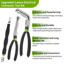 3PCS 37960 37980 Electrical Disconnect Pliers for Cars 60 Degree Automotive Electrical Connector Separator 13120, Fixion Tools Plug Pliers Fuel Line Removal Tool with Gloves