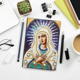 YOBEYI Diamond Painting Notebook Daily Plan Book Journal for Journaling Writing Note Embroidery Diamond Cross Stitch Craft Christmas Gifts-64 Sheets A5 /5.6X8.1inch (Mary)