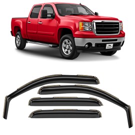 Voron Glass in-Channel Extra Durable Rain Guards for Trucks GMC Sierra 2500HD/3500HD 2007-2014 Crew Cab, Window Deflectors, Vent Window Visors, 4 Pieces - 200834