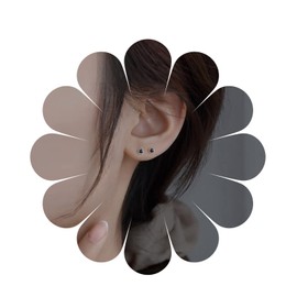 Inilbran Boho Crystal Square Earrings Black Onyx Stud Earrings Black Crystal Square Earrings Geometric Black Enamel Earrings Jewellery for Women and Girls, Zinc