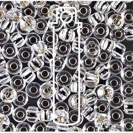 Miyuki Round Seed Bead Size 6/0 20g-Tube Silver Lined Crystal
