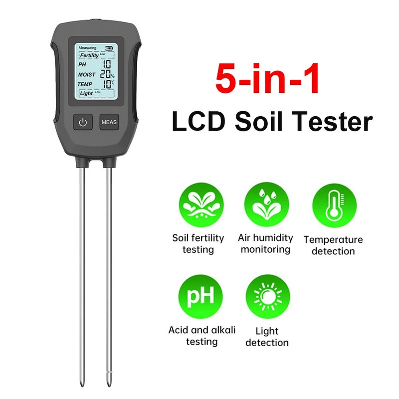 6-in-1 Digital Soil Tester for Plant Care – Backlit LCD