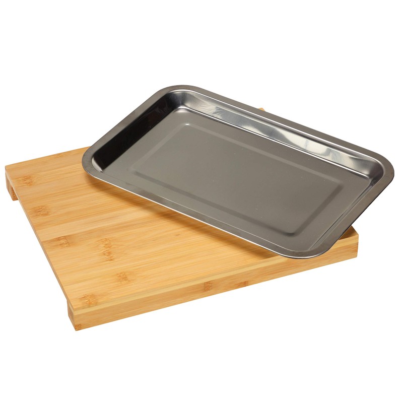Cortesi Home Isabella Natural Bamboo Cutting Board With Removable Stainless