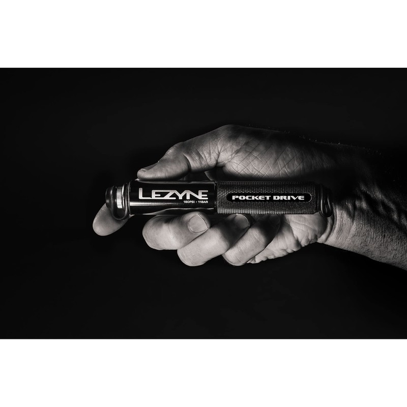 Lezyne Pocket Drive Cycling Mini Pump - Grey/Logo/High Pressure Cycle