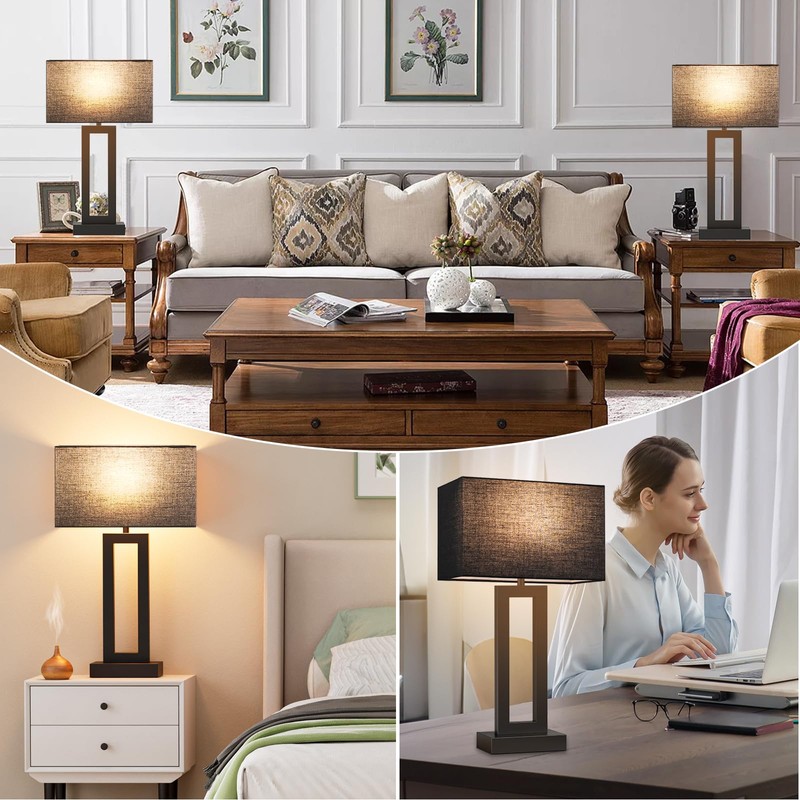 Seealle 22" Tall Living Room Lamps for Night Stands -