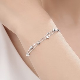 INGEQUIS Pulsera de Plata Esterlina 925 para Mujer, Bracelete de Estrellas con Tamaño Ajustable, Regalo para Mujeres en Día Especial como Navidad, Cumpleaños, Aniversarios, Día San Valentín