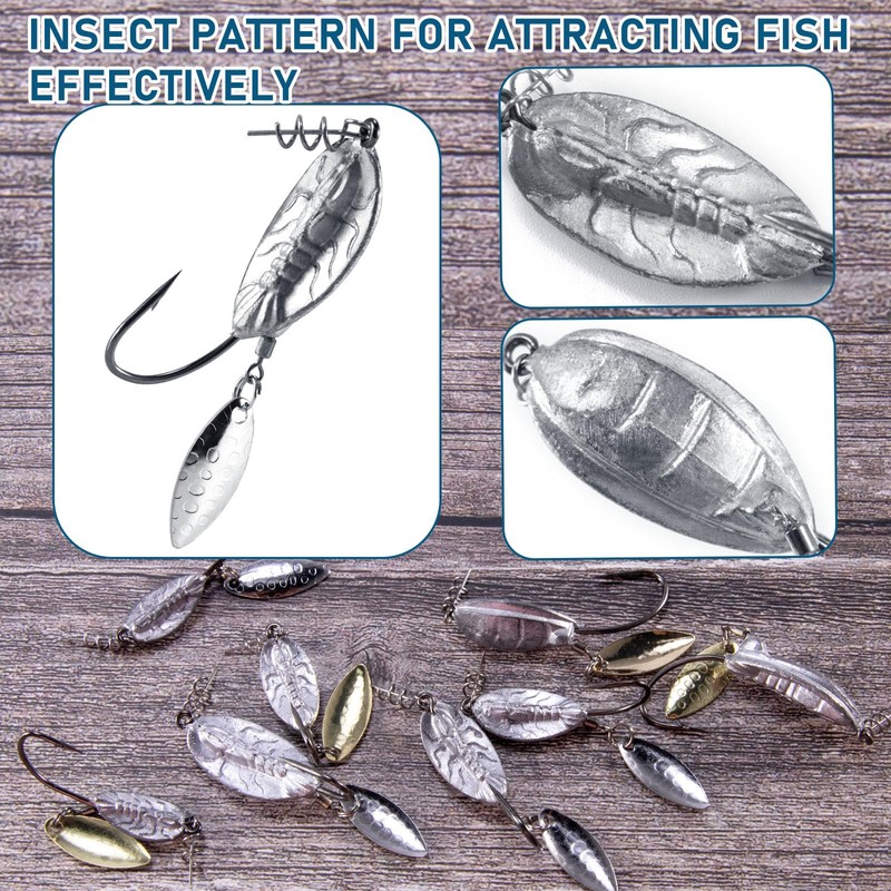 Alwonder 5-Pack Weighted Swimbait Hooks with Underspin, Pin Spring Fishing