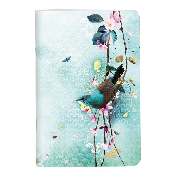 Clairefontaine 115581C – A Stitched Notebook with Floral / Birds Design – 11 x 17 cm 96 Pages Lined White Paper 90 g – Sakura Dream Collection – 2 Dark Designs – 2 Clear Designs – Random Delivery