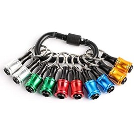 Portable Bit holder Keychain (12pcs Holders + 2pcs Connection Rods + 1pcs Carabiner), 1/4 inch Hex Shank Screwdriver Bits Retainer, Quick Realease Bar Drill Screw Adapter Light-weight Quick Release:_10