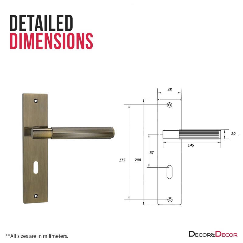 Decoranddecor Hera Antique Brass Keyhole Backplate Door Handles Set –