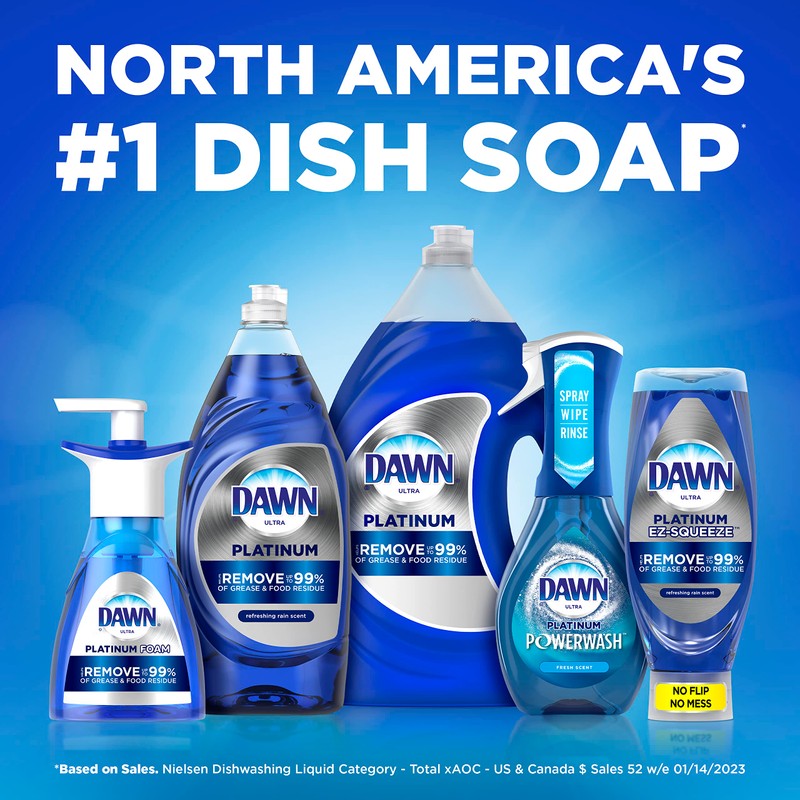 Dawn Dawn Platinum Dish Soap Liquid, Dishwashing Liquid, Grease Removal,