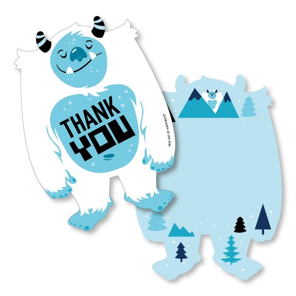 Big Dot of Happiness Yeti to Party - Shaped Thank