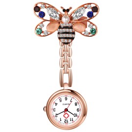 Avaner Nurse Watch with Clip Cartoon Bees: Pocket Watch with Brooch Nurse Watch Fob Watch Nurse Watch Anlog Quartz Watch for Doctor Doctor Nurse Medical, Rose-Gold, Cartoon