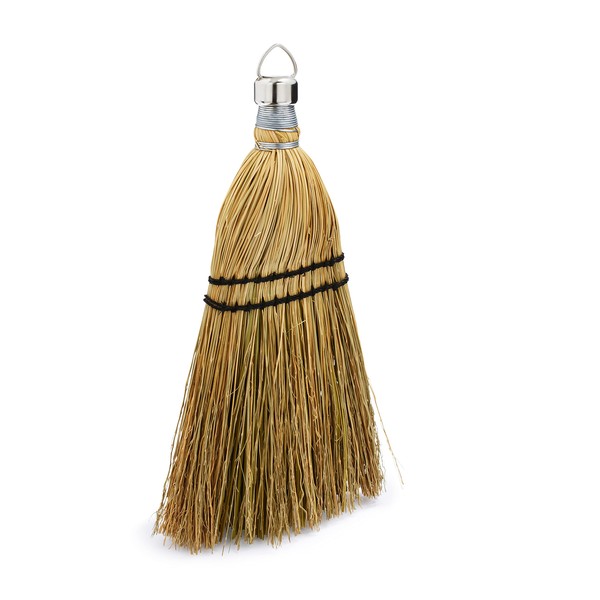 Rubbermaid Commercial 12 Inch Corn Whisk Broom, Yellow, Flagged Natural Bristles for Multi-Surface Sweeping, Remove Dirt and Debris from Porches, Floors Decks, Driveways, Sidewalks