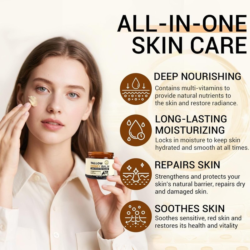 Generic Beef Tallow, Beef Tallow Skincare, Tallow and Honey Balm