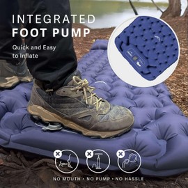 TREKKOUT Ultralight Sleeping Pad with Built-in Foot Pump and Pillow | Compact Inflatable Camping Mat | Durable Waterproof Air Mattress for Camping, Hiking, Backpacking, and Travel (Single)