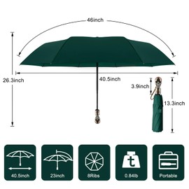 Lejorain Men's Black Skull Umbrella - Cool Luxury Auto Open Close Collapsible Umbrella Windproof for Men