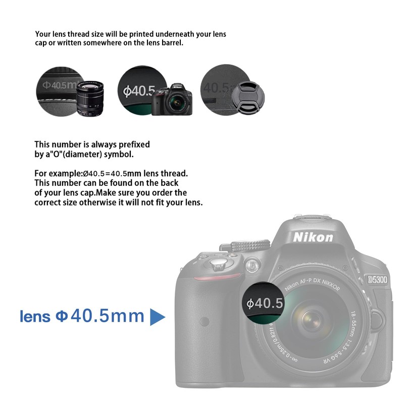 40.5mm Lens Cap Center Snap on Lens Cap Suitable for