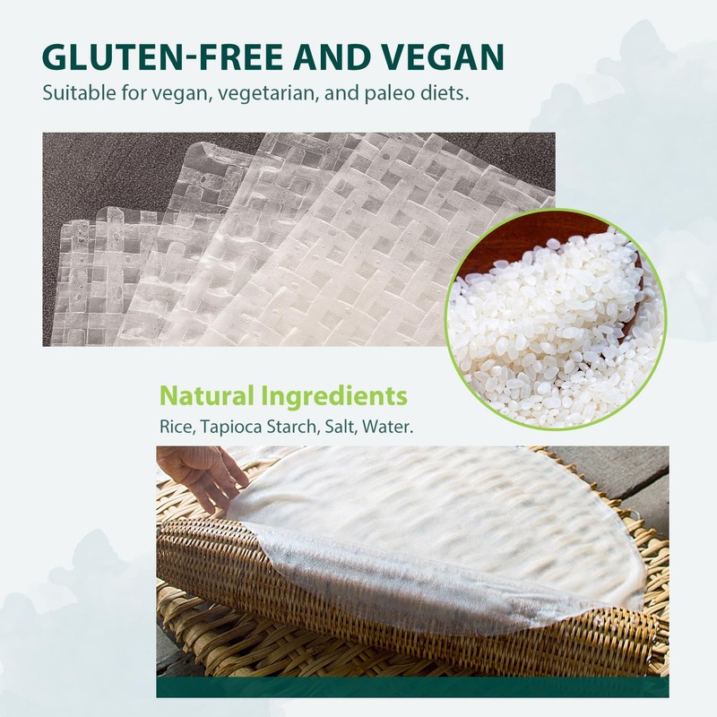 Soeos Rice Paper, White Rice Paper Wrappers, 3 Pack, 102