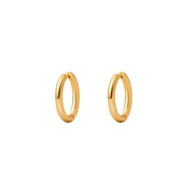 Viwind Women's Creole Earrings for Women 14 K 4 mm Gold-Plated Gold Earrings Classic with Jewellery Box, Stainless Steel, No Gemstone