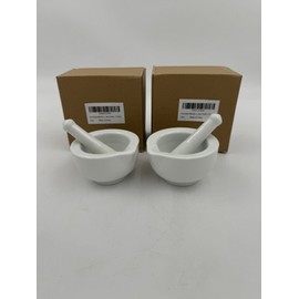 Unbranded Porcelain Mortar Pestle Tool Set Grinding Bowls 2-Pack 3.2Inch Pills Spice Crush