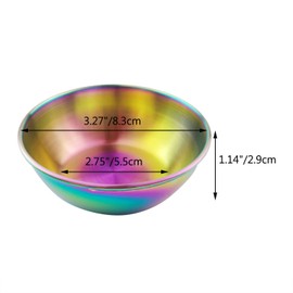 LoveDeal Set of 8 Stainless Steel Dipping Sauce Bowls, Soy Sauce Dishes, Seasoning Plate, Small Round Saucers, Appetizer Plate for Sushi, Side Dishes, Dessert, Tomato Sauce， 3.27"x3.27"x 1.14" Rainbow