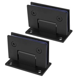 WANLIAN 90 Degree Glass Shower Door Hinges,Shower Hinges Replacement Parts with Mounting Hardware,Stainless Steel Bathroom Gate Clamp for 3/8” to 1/2”Black Door Hinges