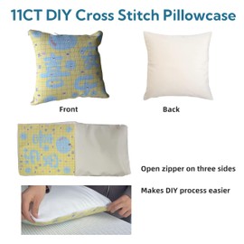 Tropical Colorful Sea Fish Coral Scene DIY Stamped Cross Stitch Pillow Kits Embroidery Pillowcase 11CT Counted Needlepoint Handmade Cushion Cover Home Sofa Christmas Decor 18x18in(5)