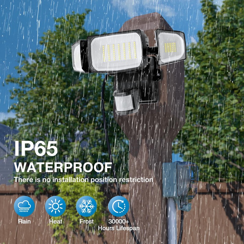 Olafus 70W Motion Sensor Outdoor Light Plug in, Motion Flood
