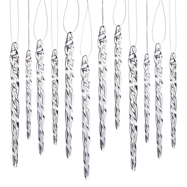 Klikel Glass Icicle Ornaments - Winter Decorations for Christmas Tree