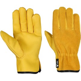 WFX Leather Work Gloves for Work, Garden, Thorn Resistant, Gardening, Heavy Duty Gripper Gloves for Men Women, Breathable and Flexible Construction (M (1 Piece))