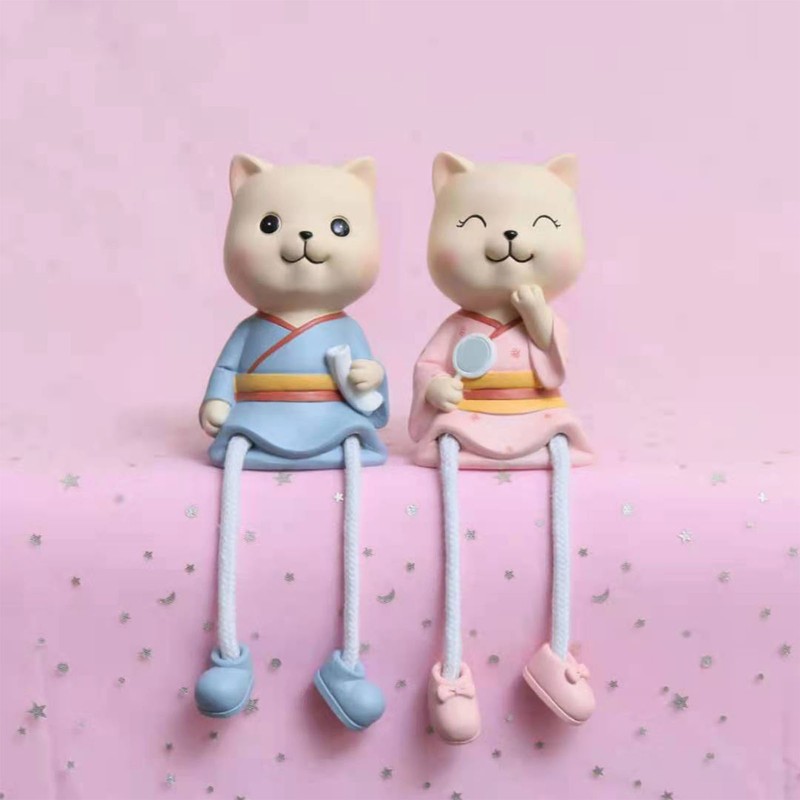 2pcs Car Dashboard Decorations Resin Fun Cartoon Cute Animal Ornaments