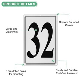 M METERXITY Aluminum Number Sign 32, 11.8 Inch House Numbers and Metal Letters, Parking Spot Letter Signs, Metal Letter Wall Decor for Garden/Door/Mailbox [Black Text On White]
