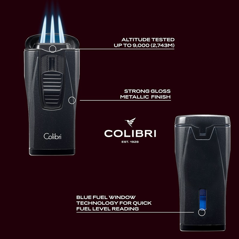 Colibri Monaco Triple Jet Flame Lighter - Windproof & Refillable,