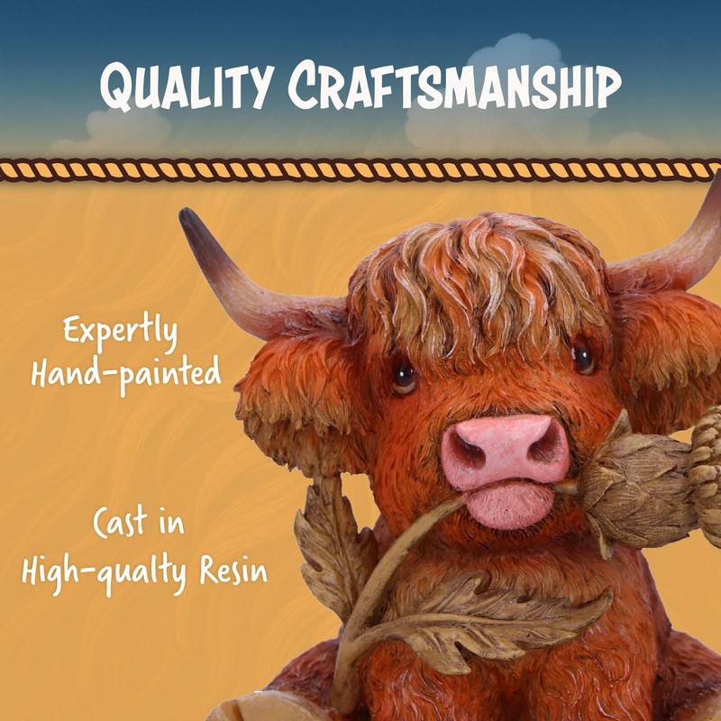 Nemesis Now Highland Thistle Highland Thistle Cow Figurine, Resin, Brown,